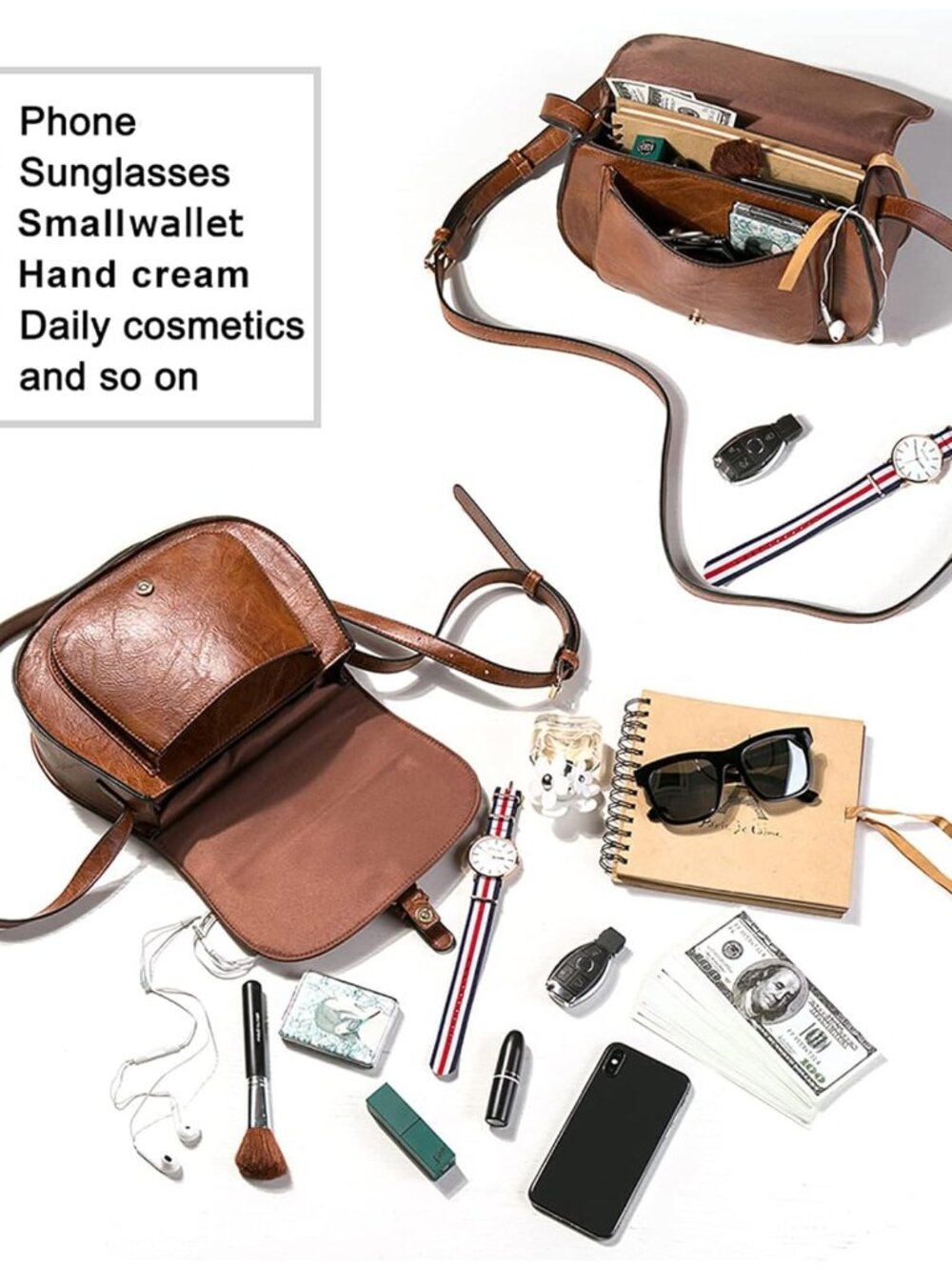 Crossbody Bags for Women,Small Saddle Purse and Boho Cross Body Handbags,Vegan L - Picture 6 of 10